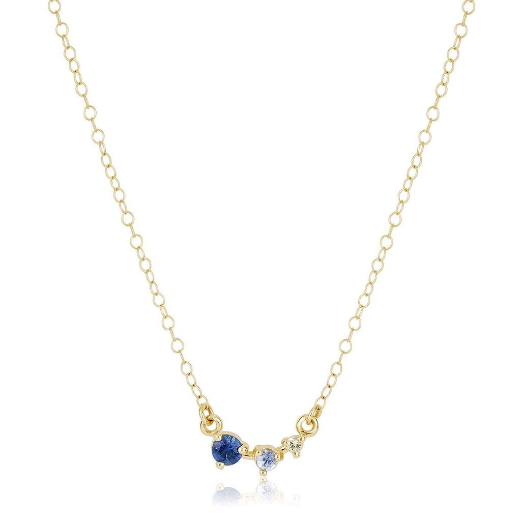 [Australia] - Sapphire Necklace Gold,Gradient Three Blue Necklace,14K Gold Plated Necklace Blue Diamond Necklace Tiny Diamond Pendant Simple Necklace 