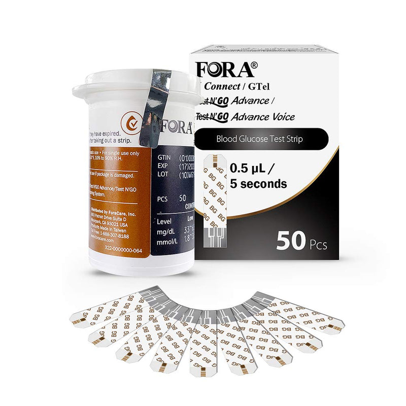 [Australia] - FORA 6 Connect 50 Blood Glucose Test Strips, Accurate Blood Sugar Measurement for Diabetes 