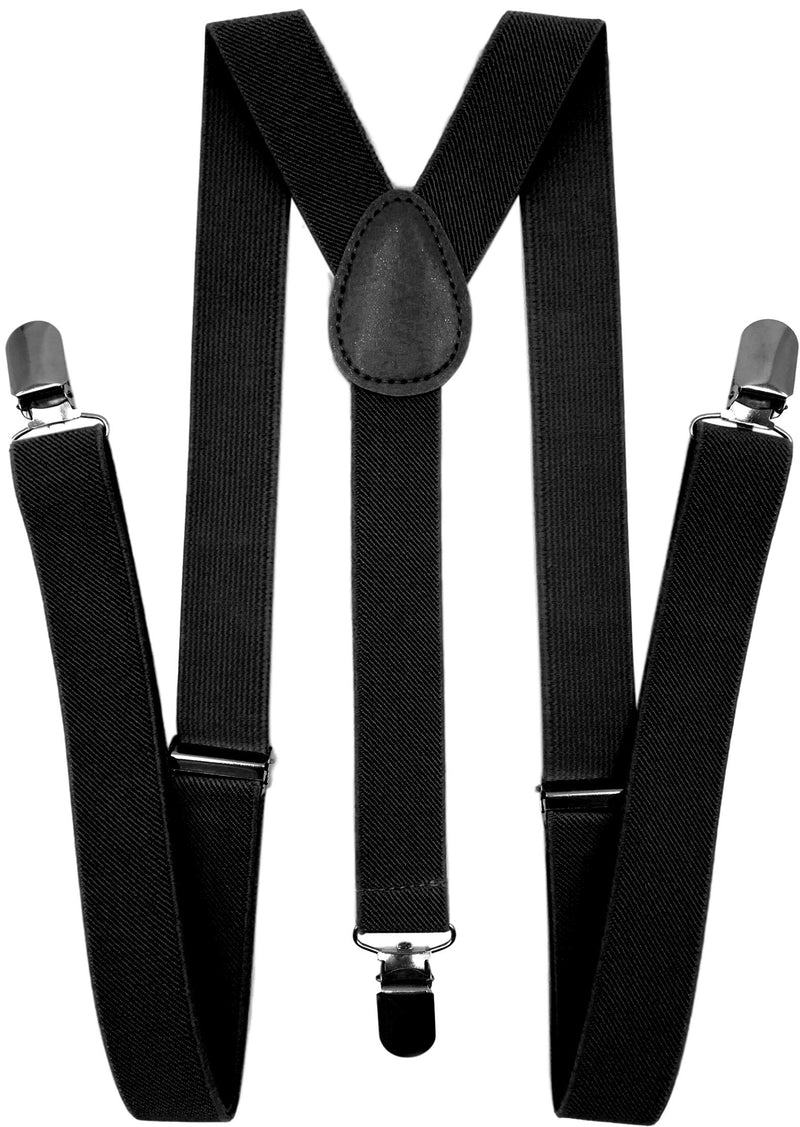 [Australia] - LOLELAI Suspenders for Women and Men | Elastic, Adjustable, Y-Back | Pant Clips, Tuxedo Braces 1 Black 