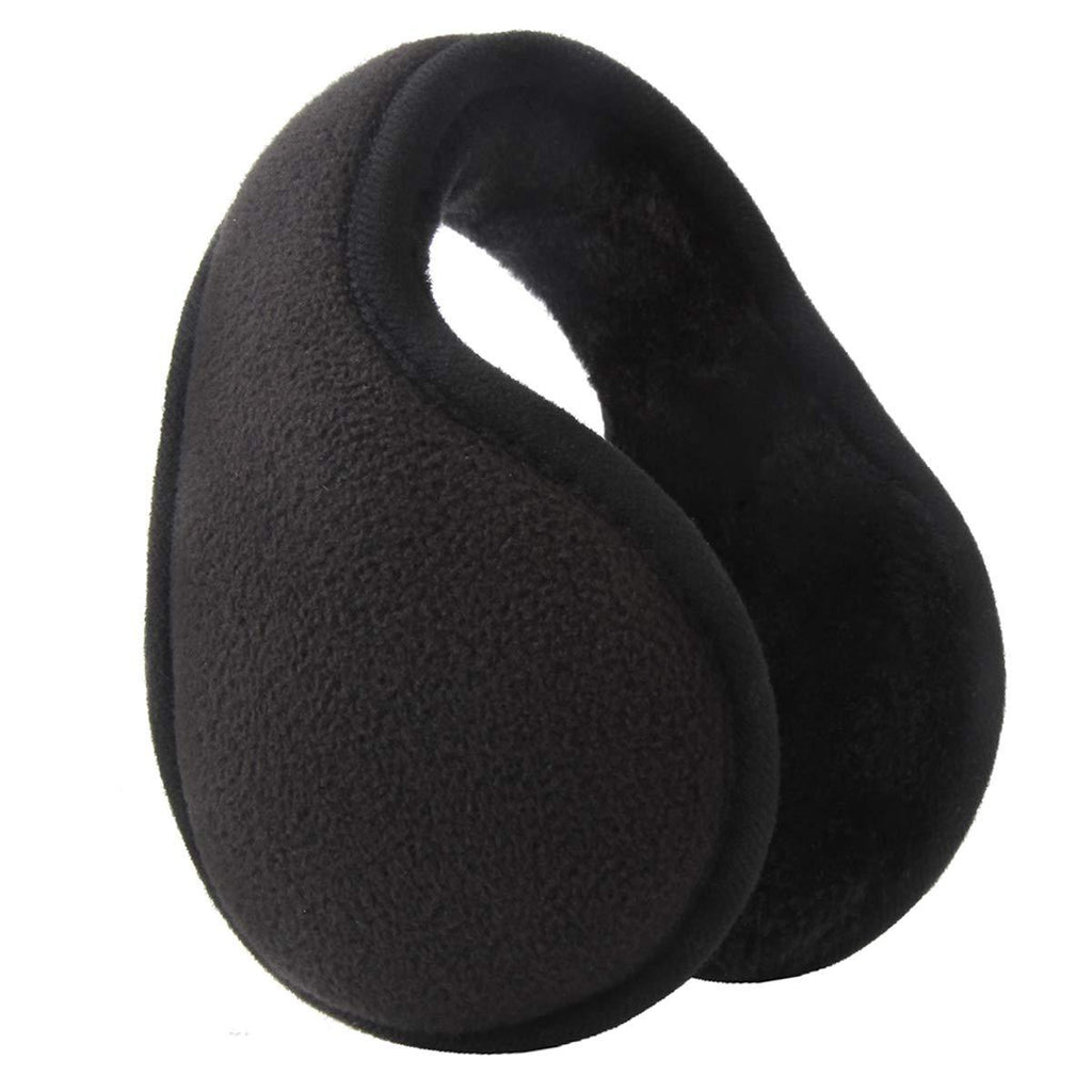 [Australia] - Ear Warmers For Men Women Foldable Fleece Unisex Winter Warm Earmuffs For Cold Winters,Biking,Adjustable,Protects Ears Adult Black 