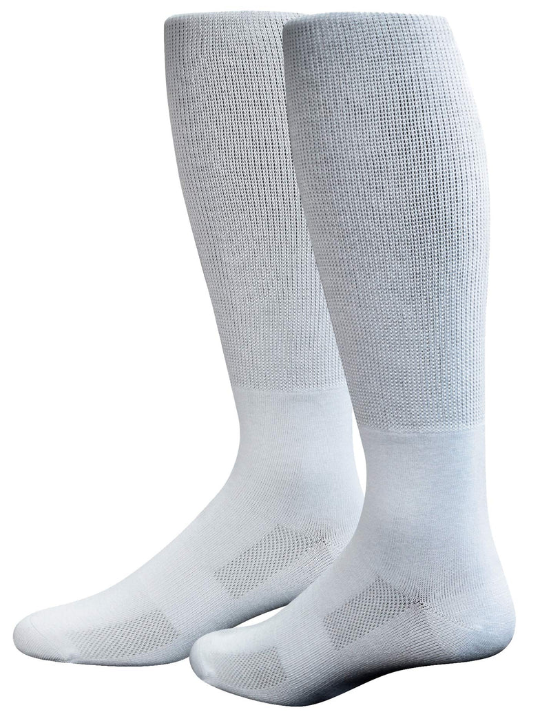 [Australia] - Yomandamor Mens Bamboo Diabetic Over the Calf Breathable Mesh Socks with Non-binding Top,4 Pairs 10-13 4 Pairs White 