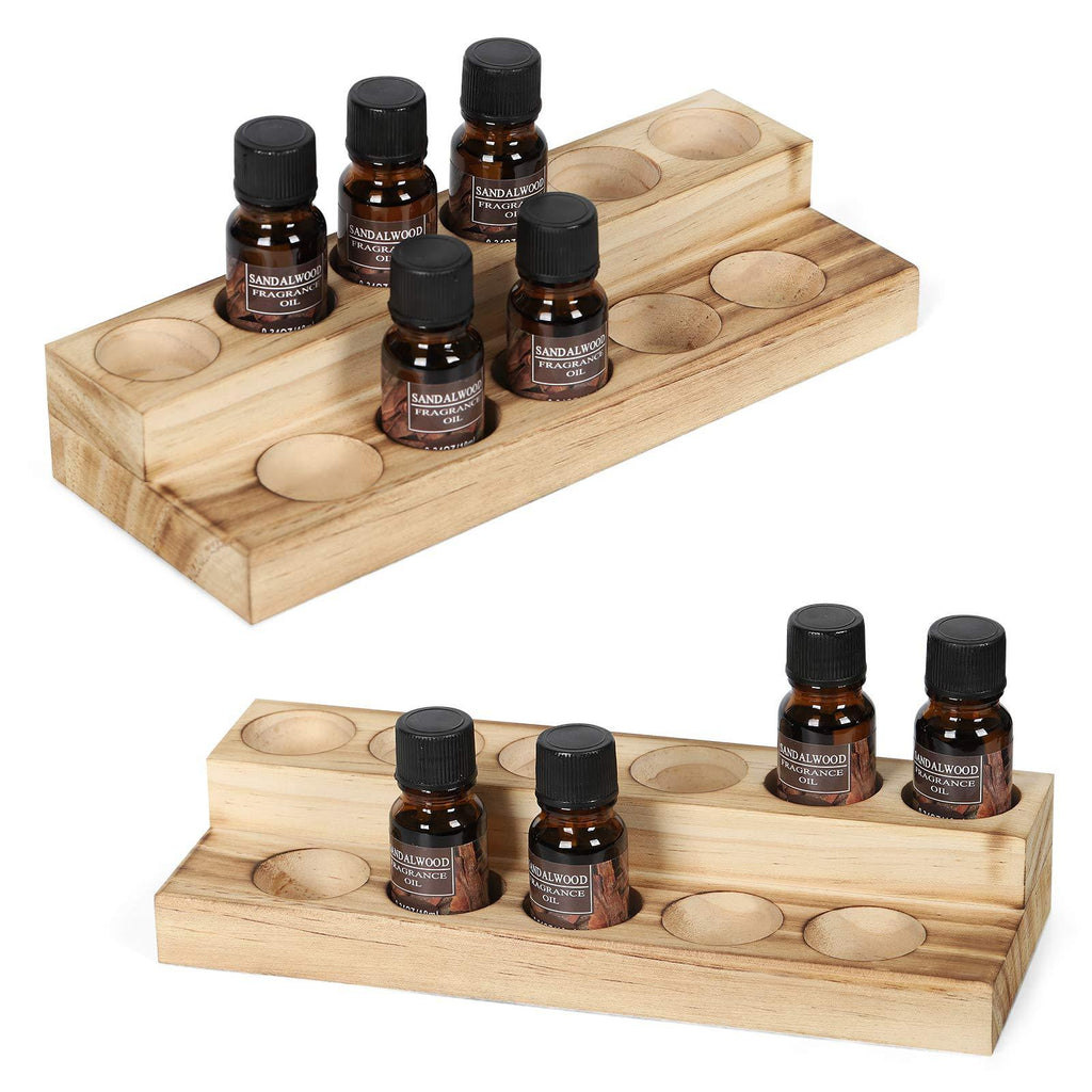 [Australia] - LIANTRAL Essential Oils Storage Rack, 2 Tiers Wooden Essential Oils Nail Polish Display Holder for 5/10/15/20ml Bottles, Set of 2 rustic burnt wood 