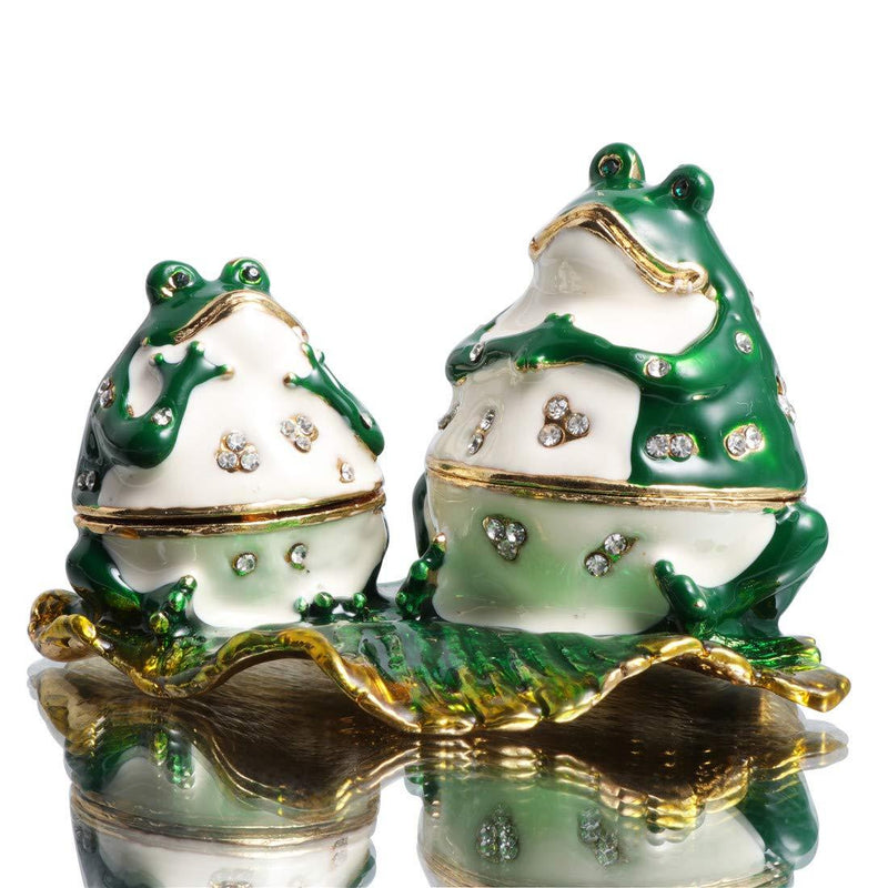 [Australia] - Waltz&F Mother and child Lovely frog Hand-Painted Trinket Box Animal Jewelry box Figurine Collectible Ring Holder 