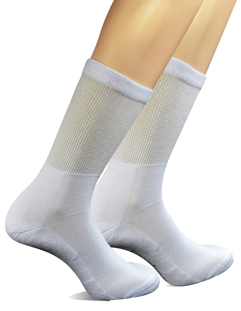 [Australia] - Yomandamor Mens 4 Pairs Cotton Seamless Diabetic Crew Socks with Arch Support 10-13 4 Pairs White 