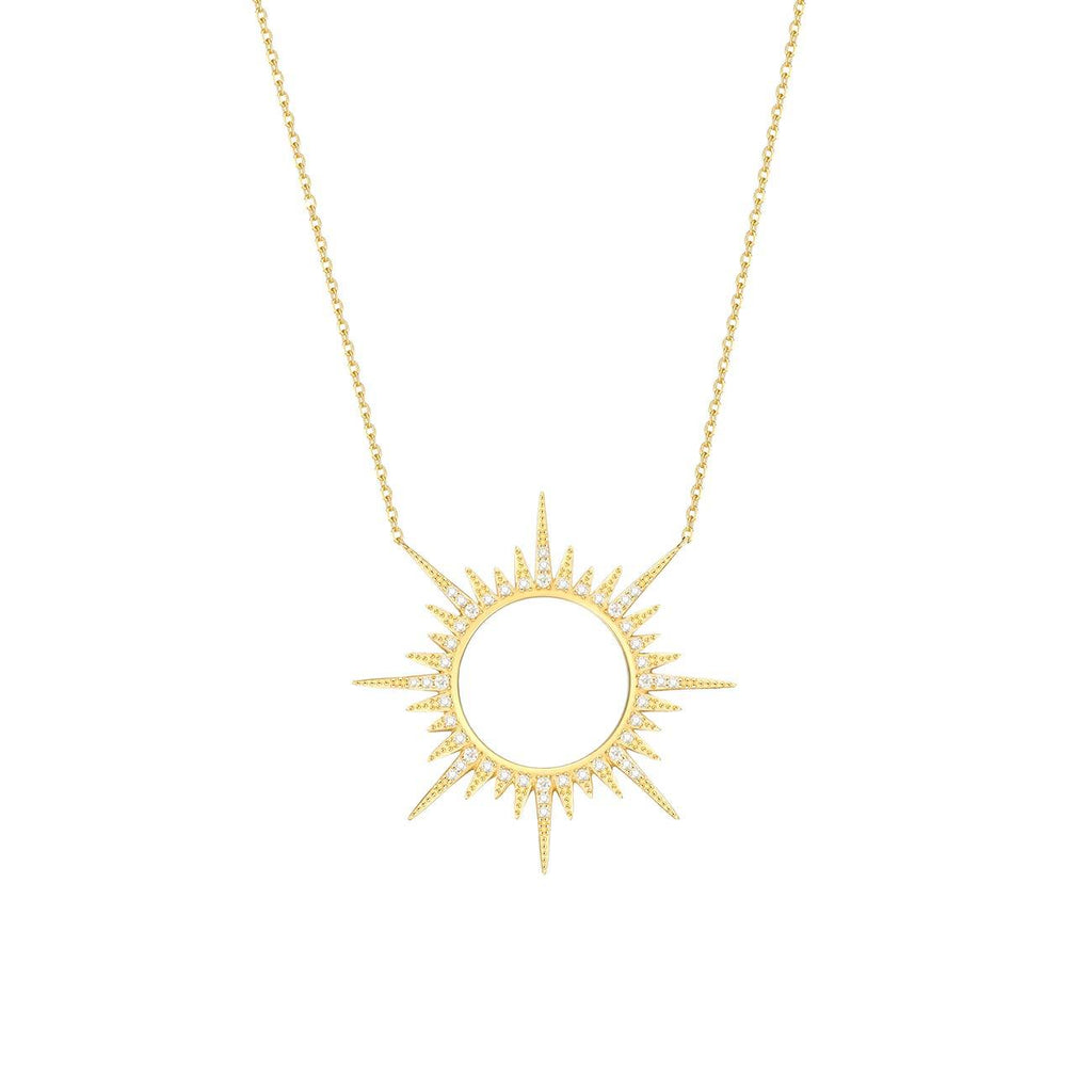 [Australia] - LecAit Sun Necklace for Women,Sterling Silver 18K Gold Plated Rhinestone Dainty Sun Pendant Necklace for Women Girls 