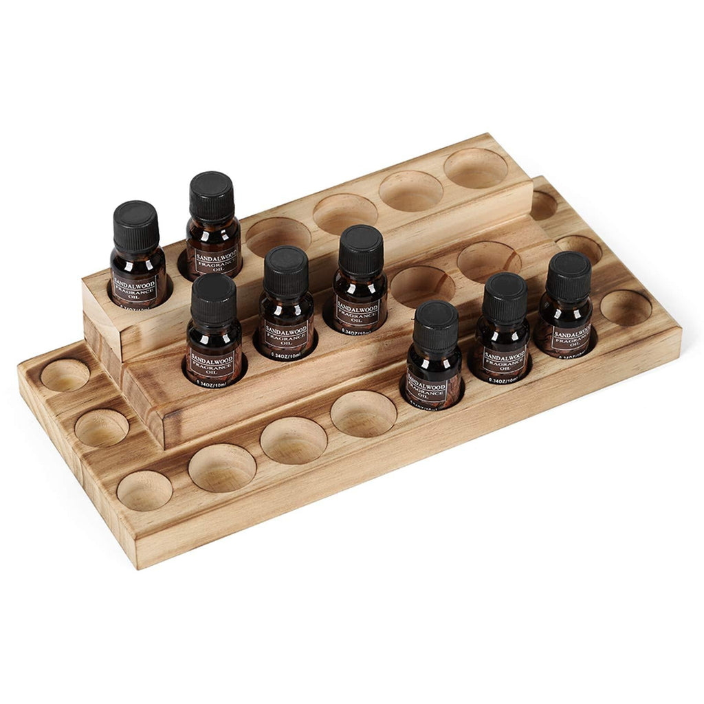 [Australia] - LIANTRAL Essential Oils Storage Rack, 3 Tiers Essential Oils Nail Polish Display Holder for 5/10/15/20ml Bottles, Rustic Burnt Wood 3-tier 