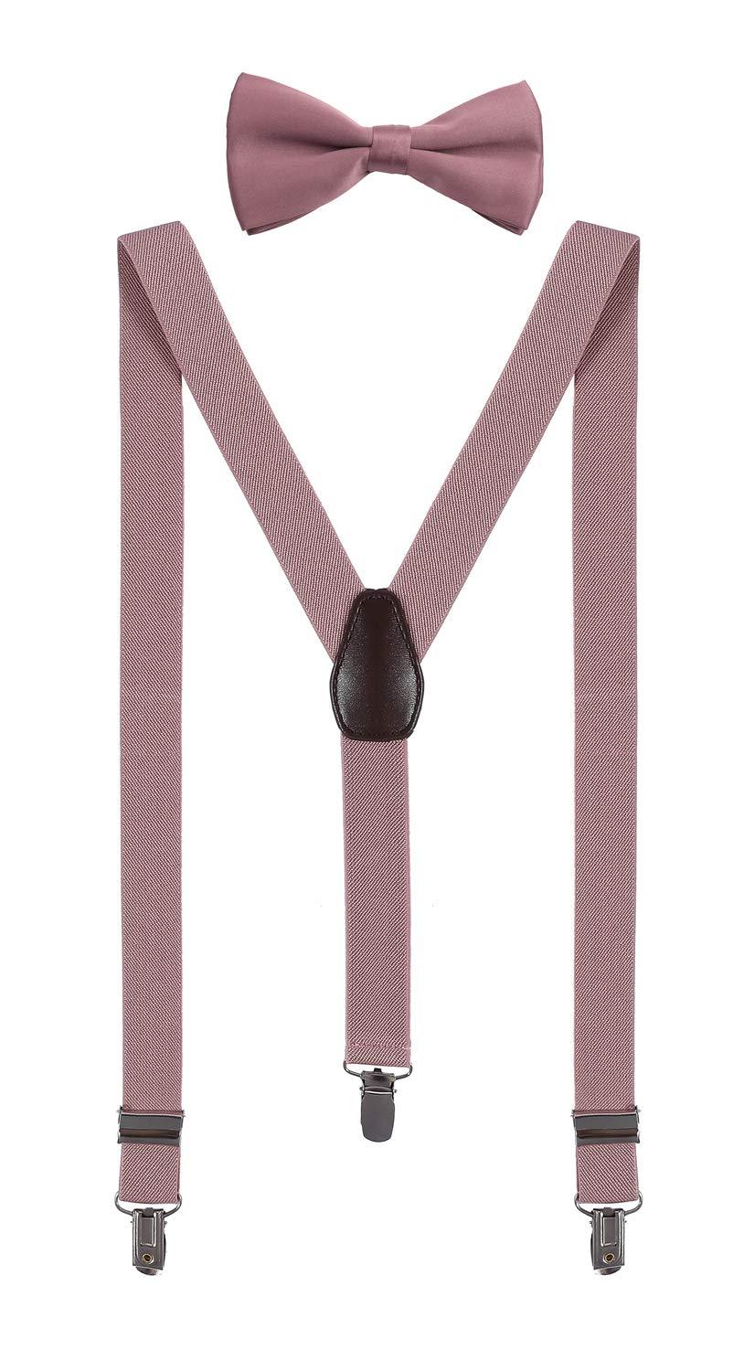 [Australia] - ORSKY Men Boy's Bow Tie and Suspenders Set Adjustable Y Back S: 24" (6 month-3 yrs) 1_ Blush Pink 