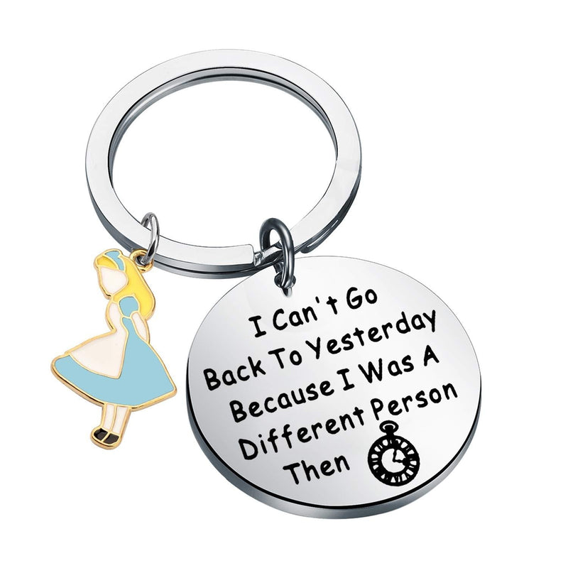 [Australia] - FOTAP Alice Gift I Can't Go Back to Yesterday Because I was A Different Person Then Keychain Alice in Wonderland Gift Wonderland Keychain Quotes About Life. person keychain 