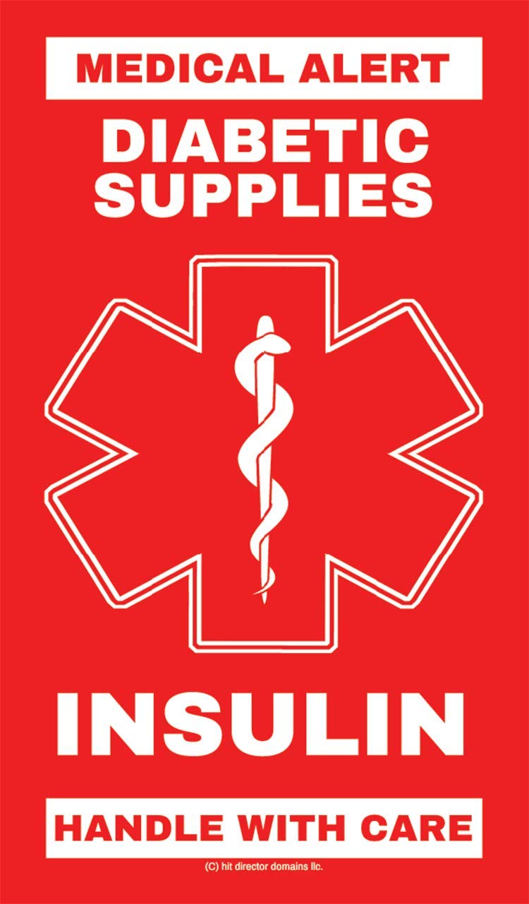 [Australia] - Insulin - Diabetic Supplies Medical Alert Equipment Luggage Tag - Handle with Care, DOT and ACAA regulations (MELT-119) Quantity (3) 3 