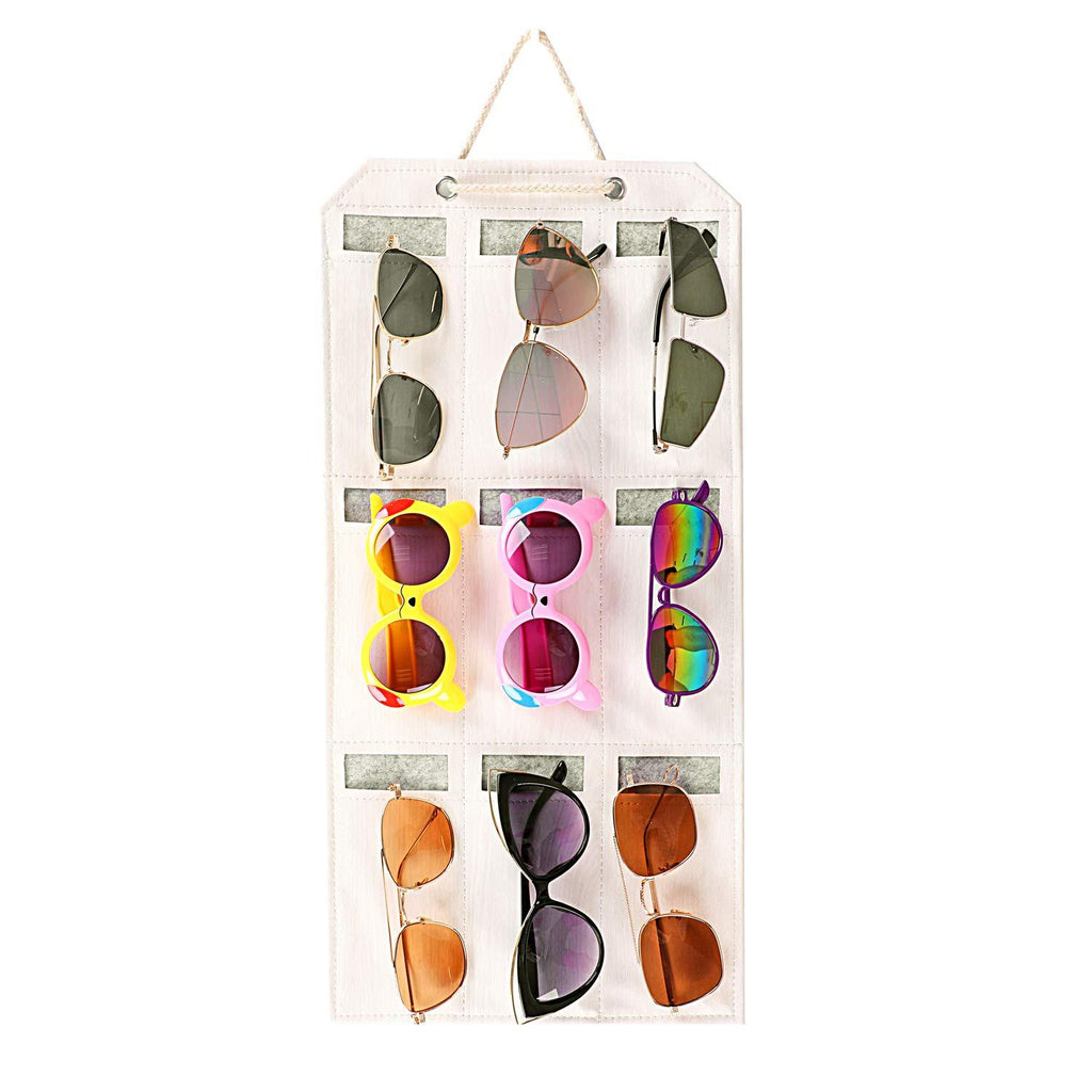 [Australia] - ESINGMILL Eyeglass Sunglasses Organizer Hanging Wall - Glasses Holder Storage Display Pocket Mount Hanger on Wall or Door, 9/15/25 Slots Birch Small - 9 Slots 