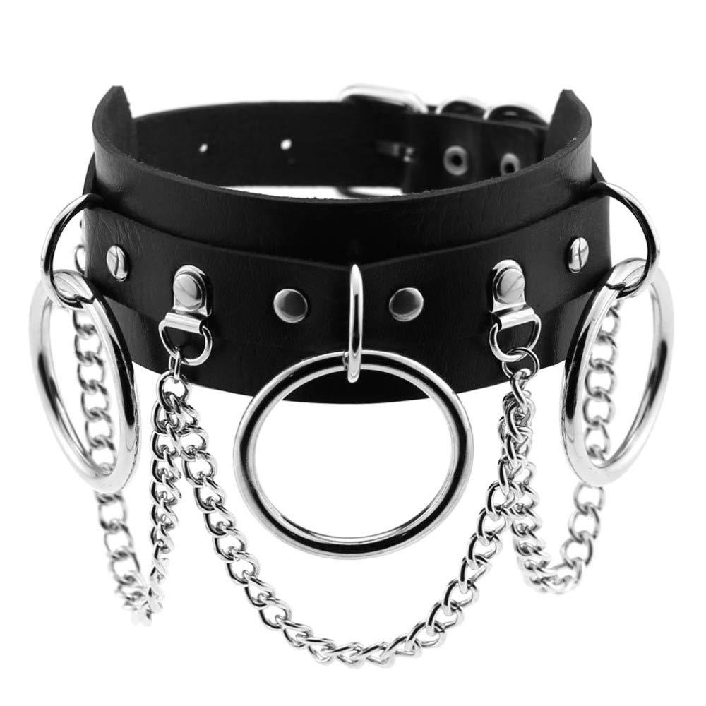 [Australia] - eYLun Women Girls Leather Choker Collar Necklace Vintage Gothic Punk Rock Rivet Necklace Black 