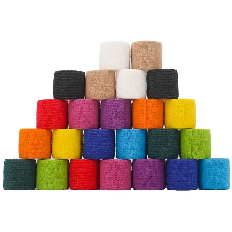 [Australia] - 24 Pack Breathable Self Adherent Wrap, Athletic Elastic Non Woven Cohesive Bandage – for Sports, First Aid Medical, Wrist, Ankle Sprains, Swelling and Vet Wrap 2 Inch 5 Yards (Rainbow Color). 