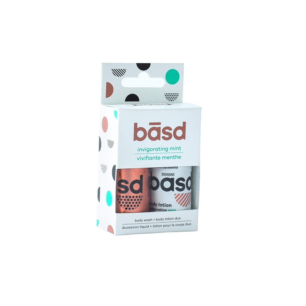[Australia] - Basd Invigorating Mint Natural Skin Care Travel Size Set, Includes Body Lotion & Body Wash, TSA Approved, Moisturizing, Vegan, Hypoallergenic 