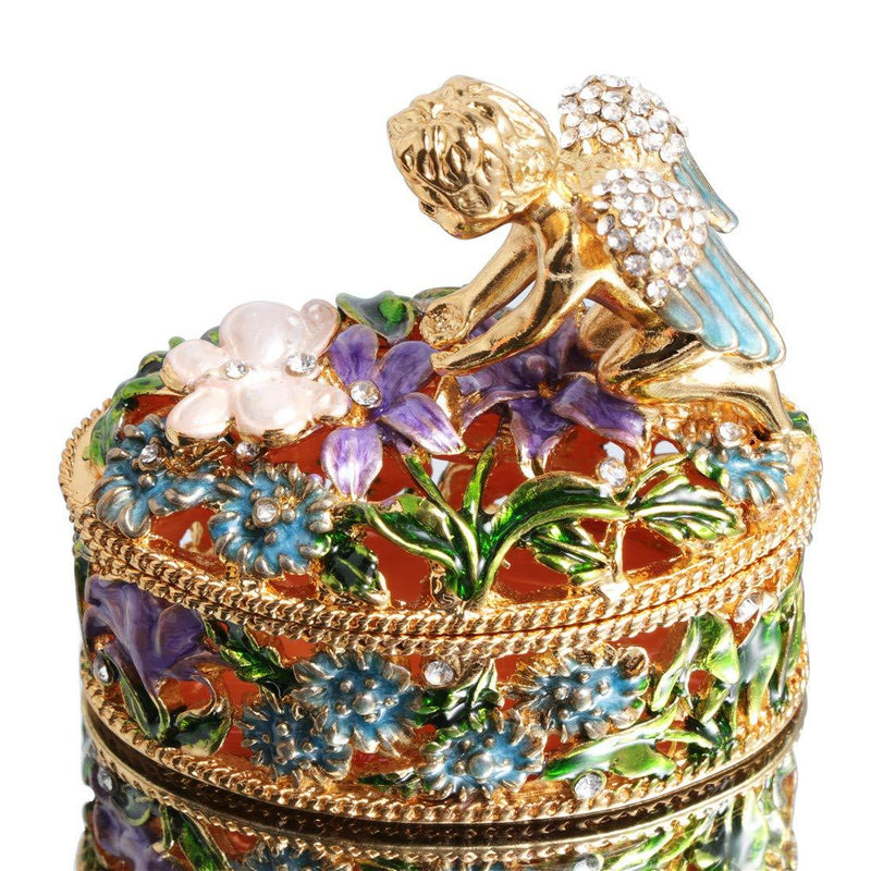 [Australia] - Waltz&F Angel flower box Hand-Painted Trinket Box Jewelrybox Figurine Collectible Ring Holder 