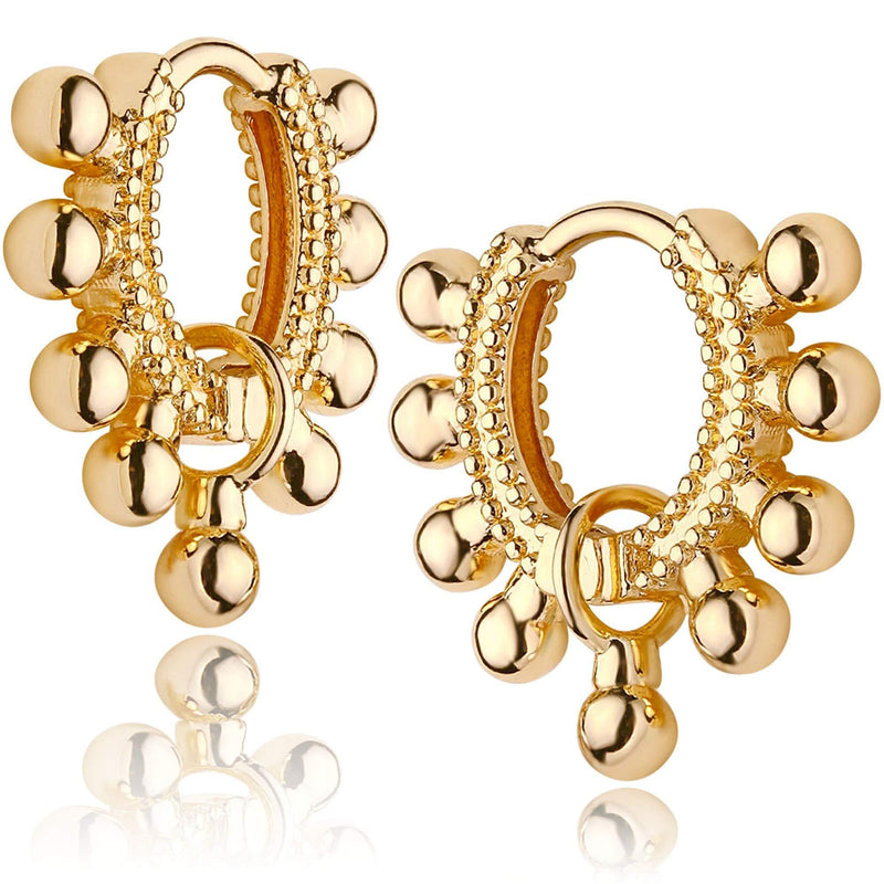 [Australia] - Mevecco Gold Dainty Huggie Hoop Earring,18K Gold Plated Cute Tiny Drop Ball Hoop Earrings for Women 