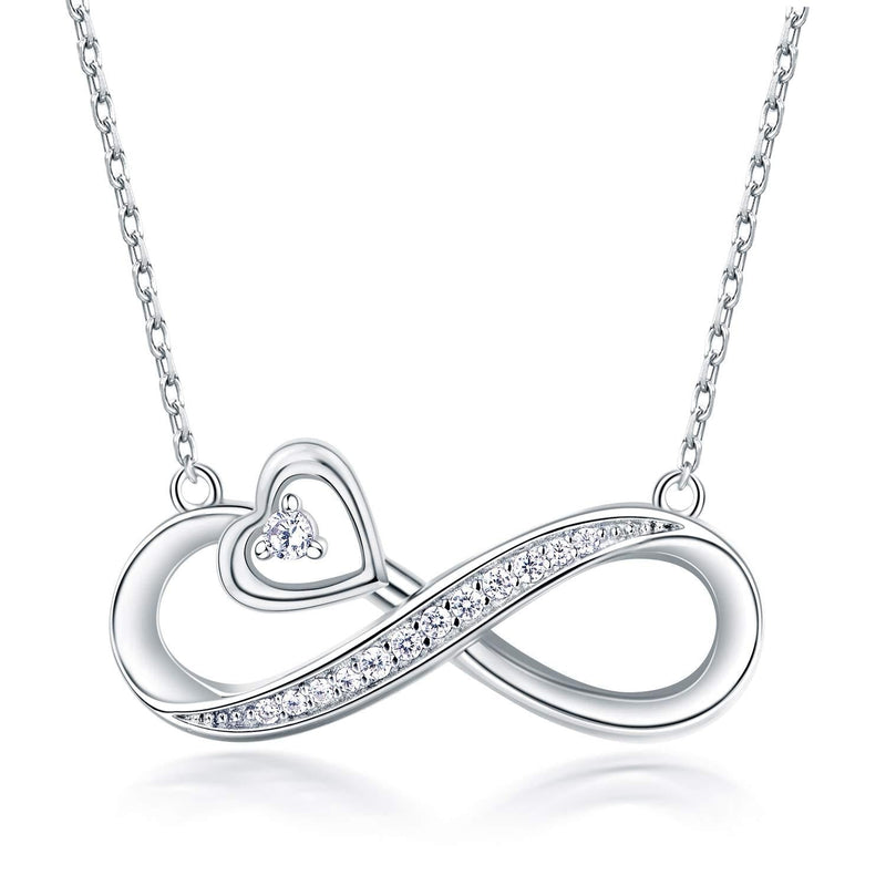 [Australia] - NINAMAID Necklace for Women Girls Wife 925 Sterling Silver Necklace Infinity Forever Love Heart Jewelery Pendant Present for her 