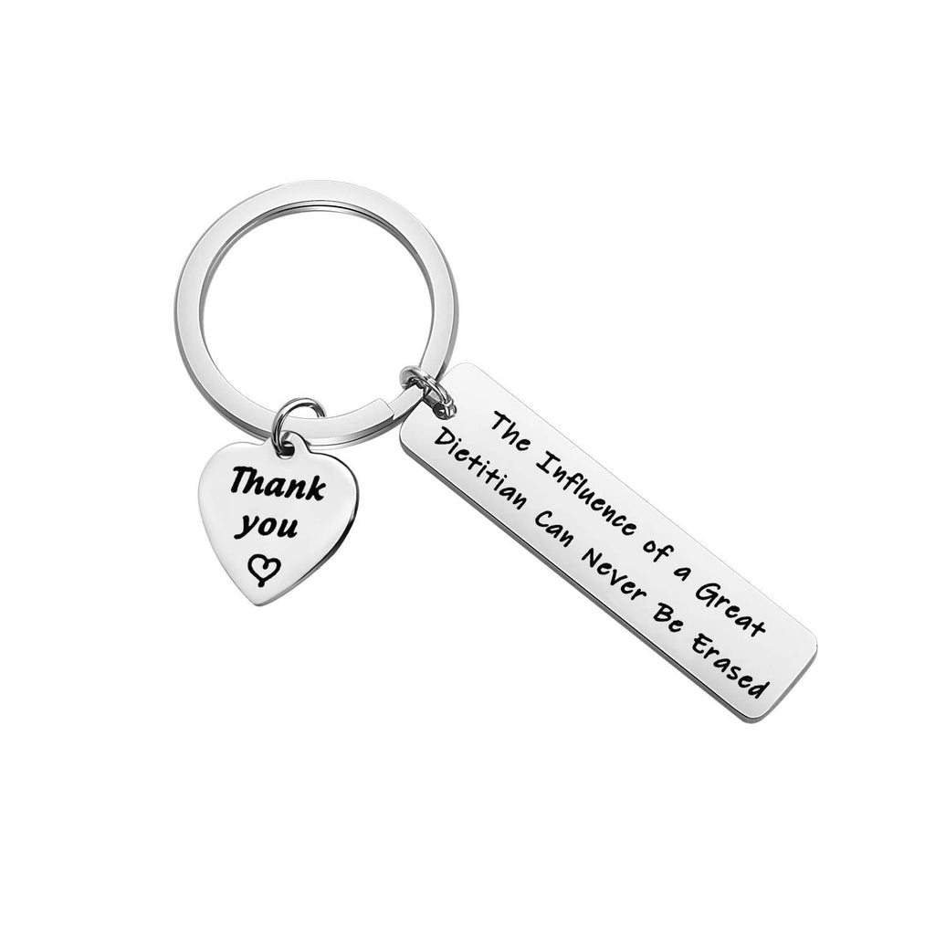 [Australia] - FEELMEM Dietitian Gift Nutrionist Gift Dietitian Appreciation Keychain The Influence of a Great Dietitian Can Never Be Erased Jewelry for Registered Dietitian Dietician silver 