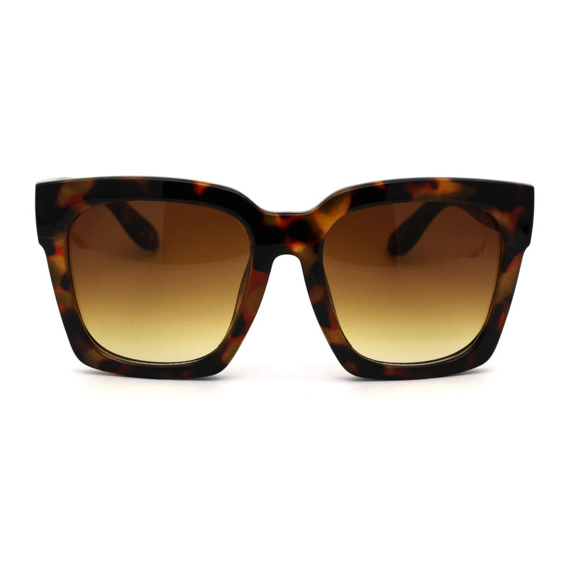 [Australia] - Womens Boyfriend Style XXL Oversize Horned Rim Thick Plastic Sunglasses All Tortoise 54 Millimeters 