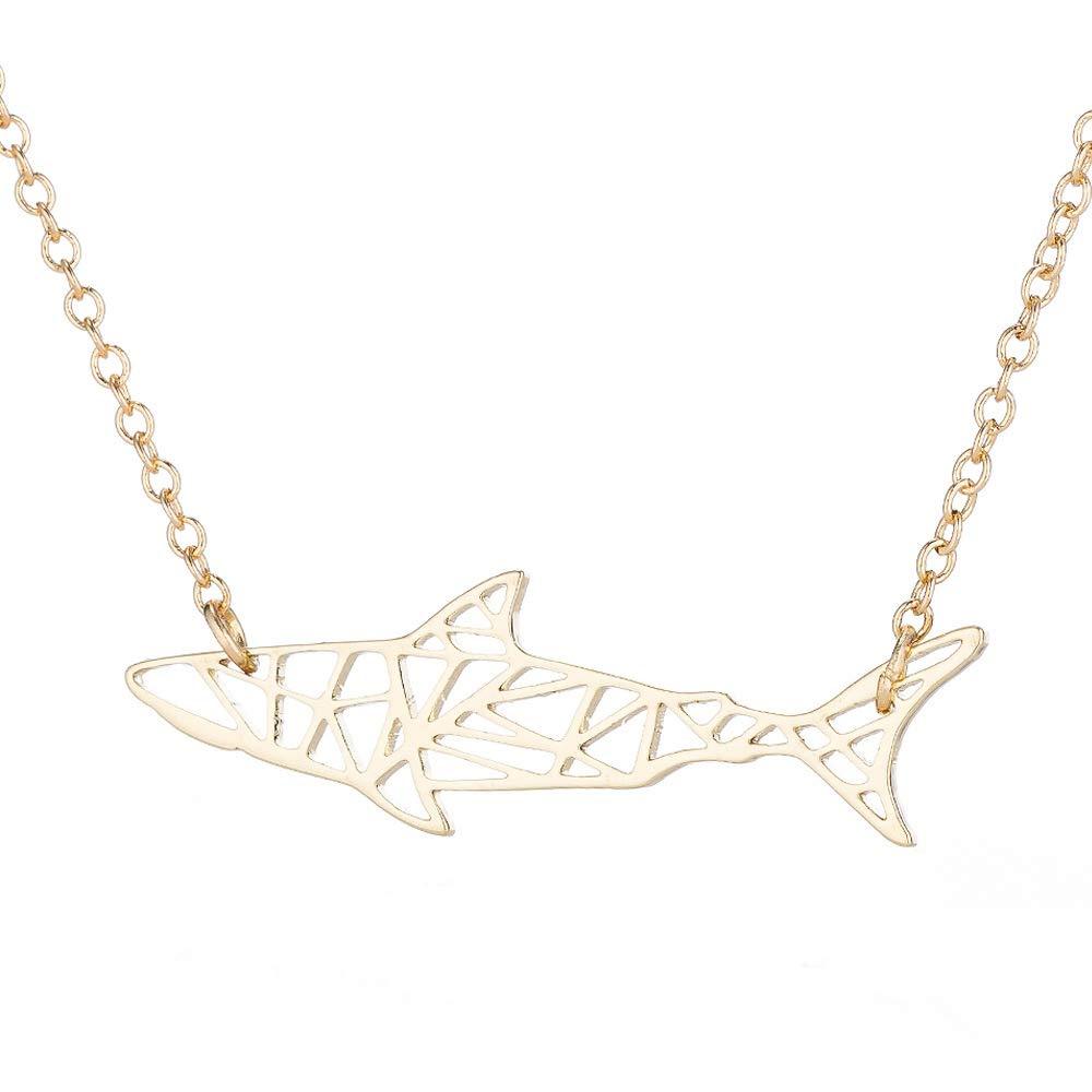 [Australia] - La Espoir Orugami Paper Shark Necklace Sea Animal Fish Pendant Necklace gold 