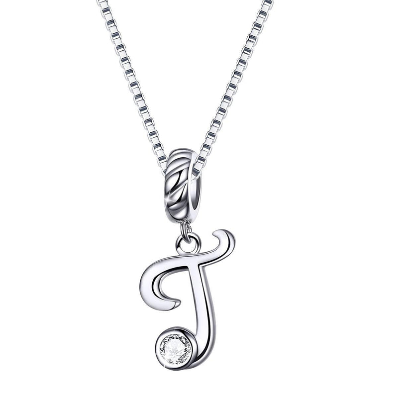 [Australia] - 925 Sterling Silver Initial Necklace 26 A-Z Letters Alphabet Personalized Charm Pendant for Women Girls T 