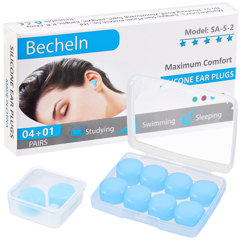 [Australia] - Reusable Silicone Ear Plugs, Waterproof Noise Cancelling Ear Plugs for Sleeping, Shooting, Airplanes, Concerts, Mowing, 22dB Highest NRR Blue 