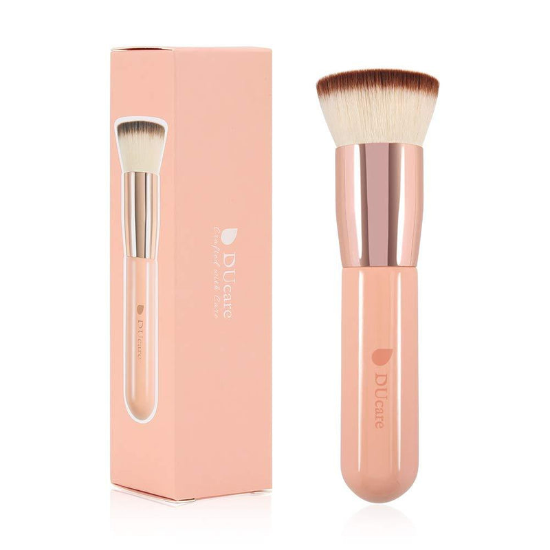 [Australia] - DUcare Flat Top Kabuki Foundation Brush, Synthetic Professional Makeup Brushes Liquid Blending Mineral Powder Buffing Stippling Makeup Tools, Pink 