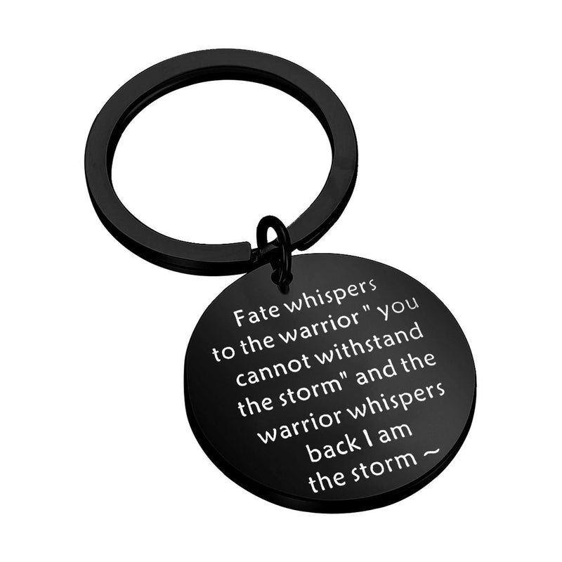 [Australia] - FEELMEM Encouragement Keychain I am The Storm Fate Whispers to The Warrior Keyring Inspirational Jewelry Gift Black 