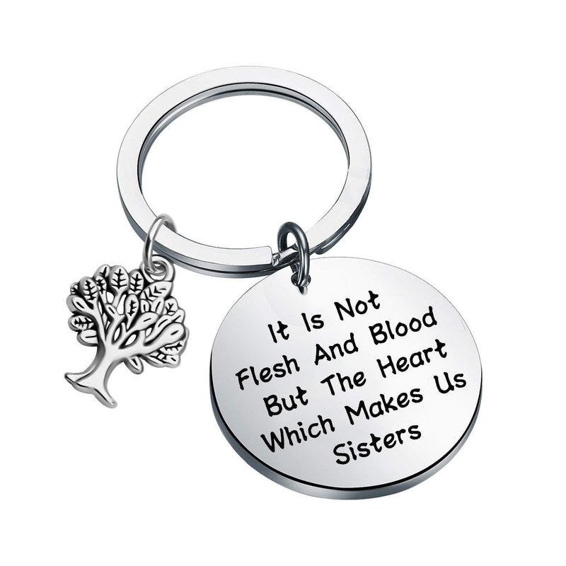 [Australia] - LQRI Unbiological Sister Gift BFF Gift to My Bonus Sister in Law Gift It's Not The Flesh and Blood But Heart Which Makes Us Sisters Keychain Sister Friendship Jewelry Stepsister Gift sliver 