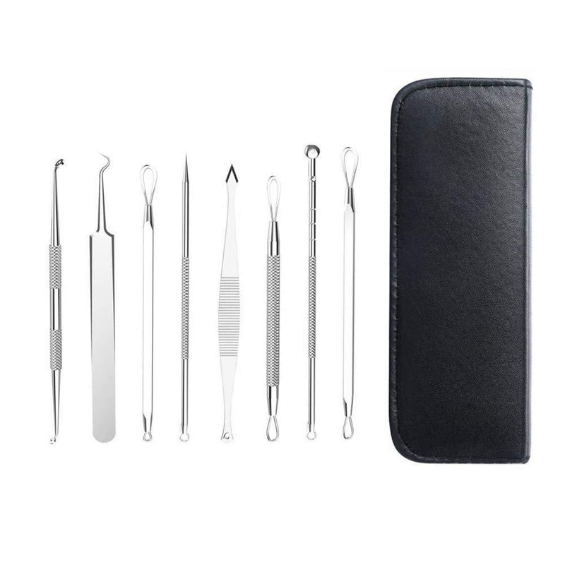 [Australia] - YueLife Professional Comedone Extractor Tool set, Stainless Steel Blackhead Remover Easy 3 Step Acne Treatment Pimple Popper Tool Kit Quickly Clean 8 PCS (Sliver) 