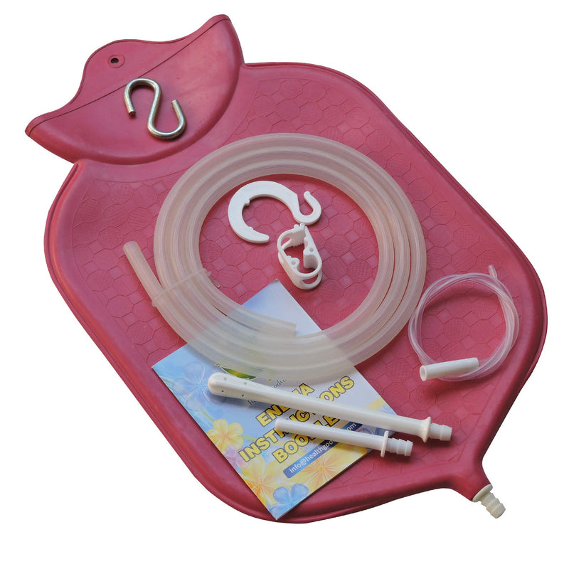 [Australia] - HealthGoodsIn - 4-Quart Rubber Enema Bag Kit for Colon Cleansing | Reusable Enema Bag Kit for All Types of Enemas (Pink) 