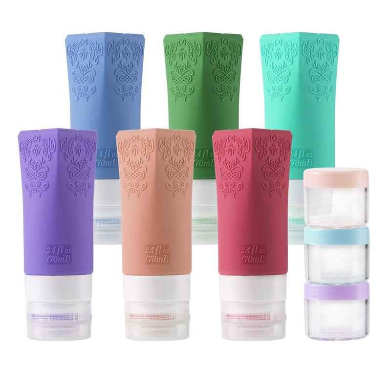 [Australia] - Cosmetic Travel Containers, Leakproof Silicone Travel Bottles Set, TSA Approved Travel Size Cosmetic Toiletries Containers Accessories Set for Shampoo Conditioner Facial Cleanser Cream 