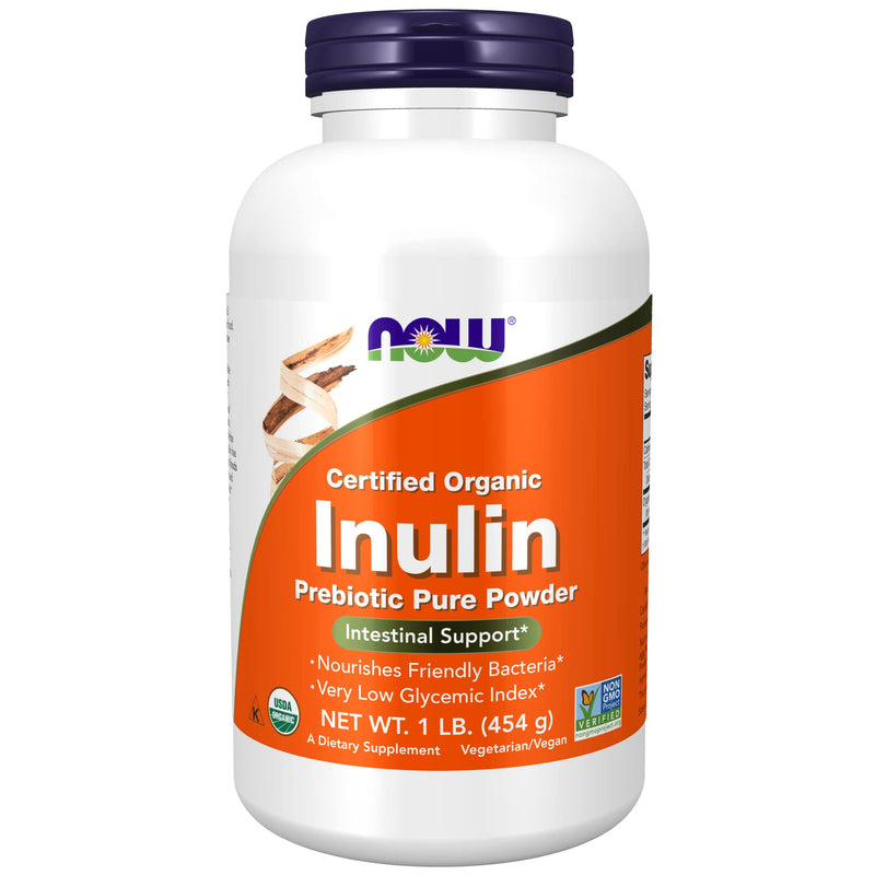 [Australia] - NOW Supplements, Inulin Prebiotic Pure Powder, Certified Organic, Non-GMO Project Verified, Intestinal Support*, 1-Pound 