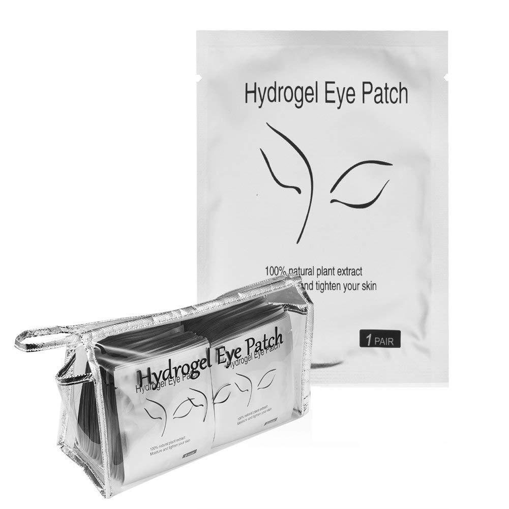 [Australia] - Fiezkaa 100 Pairs Eyelash Extension Eye Pads - Lash Extension Under Eye Gel Pad - 100% Natural Lint Free Hydrogel Eye Patch with Clear Makeup Bag 