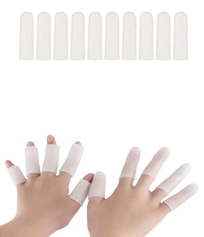 [Australia] - Gel Finger Cover, Silicone Finger Cots, Finger Protector for Women and Men, Great for Trigger Finger, Finger Cracking, Finger Arthritis, Finger Callus(10 pcs, White) 