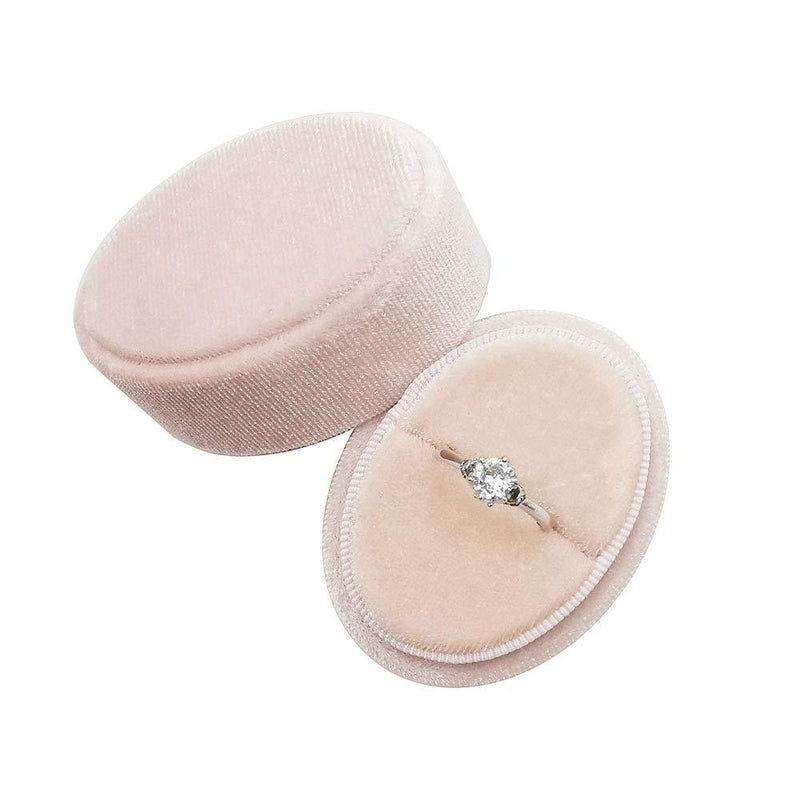 [Australia] - Beatilog Oval Velvet Ring Box - Premium Wedding Proposal Ring Display/Vintage Handmade Wedding Rings Storage Holder/Jewelry Organizer Gift Case for Engagement, Christmas,Ceremony (Light Pink) Light Pink 