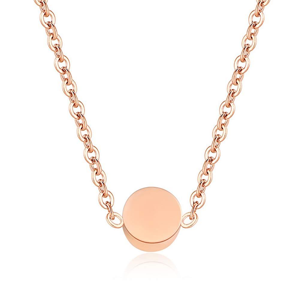 [Australia] - JIAHATE Dot Necklace,Women Girls Delicate Round Circle Necklace Tiny Little Simple Disc Slider Charm Stainless Steel Minimalist Circle Petite Jewelry Dot Rose Gold 