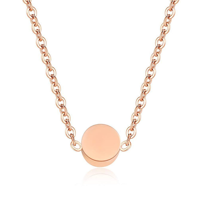 [Australia] - JIAHATE Dot Necklace,Women Girls Delicate Round Circle Necklace Tiny Little Simple Disc Slider Charm Stainless Steel Minimalist Circle Petite Jewelry Dot Rose Gold 