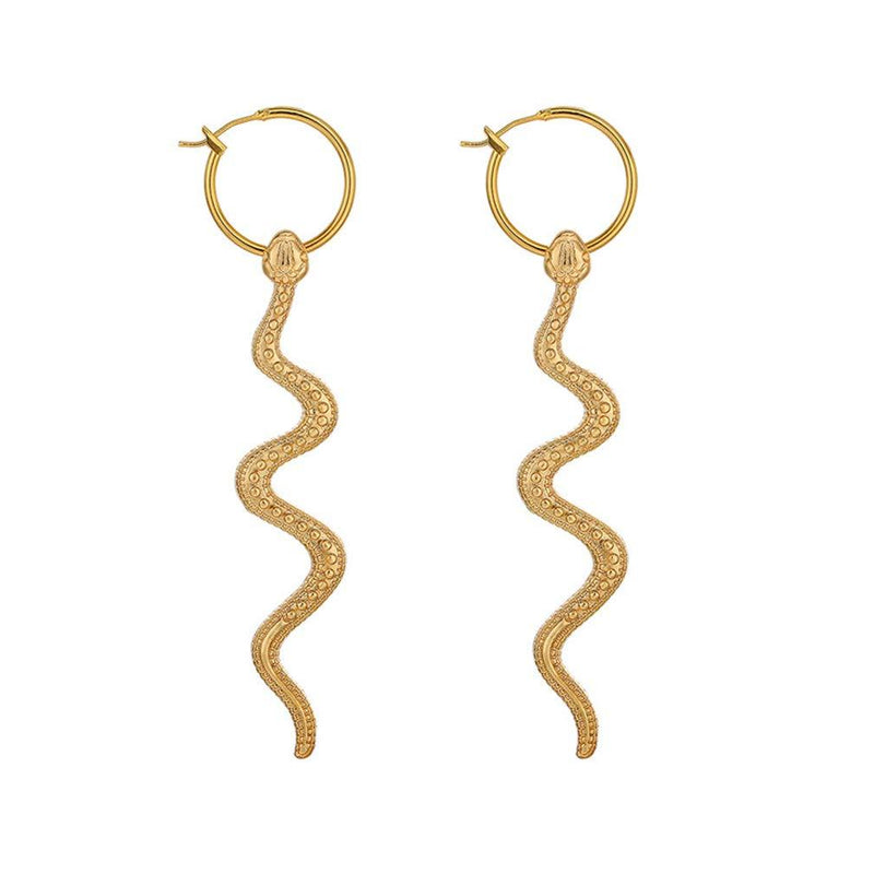 [Australia] - Holloween Snake Earrings for Women Gothic Wave Snake Drop Earrings for Girls Holloween Costume Props E:gold snakes earring 