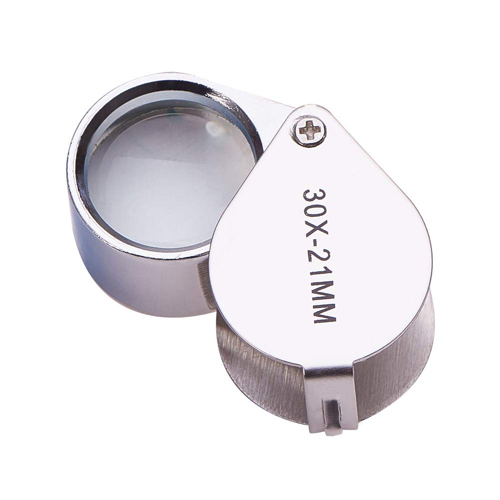 [Australia] - Othmro 1Pcs 30X Magnifying Glass, Diameter 0.83inch Mini Microscope Jewelry Eye Loupe Magnifier, Silver Magnifying Glass Powerful Doublet, Chrome Plated, Round Body Jewel Loupe for Stamps B 30x/21mm 