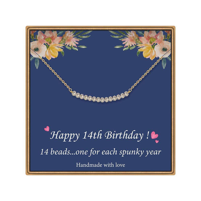 [Australia] - Birthday Gifts for Girls Necklace - Gray Crystal Beads Bar Necklace for 7th 8th 9th 10th 11th 12th 13th 14th 15th 16th 21st 25th 30th Sweet Birthday Gifts for Women Girls With Birthday Jewelry Box 