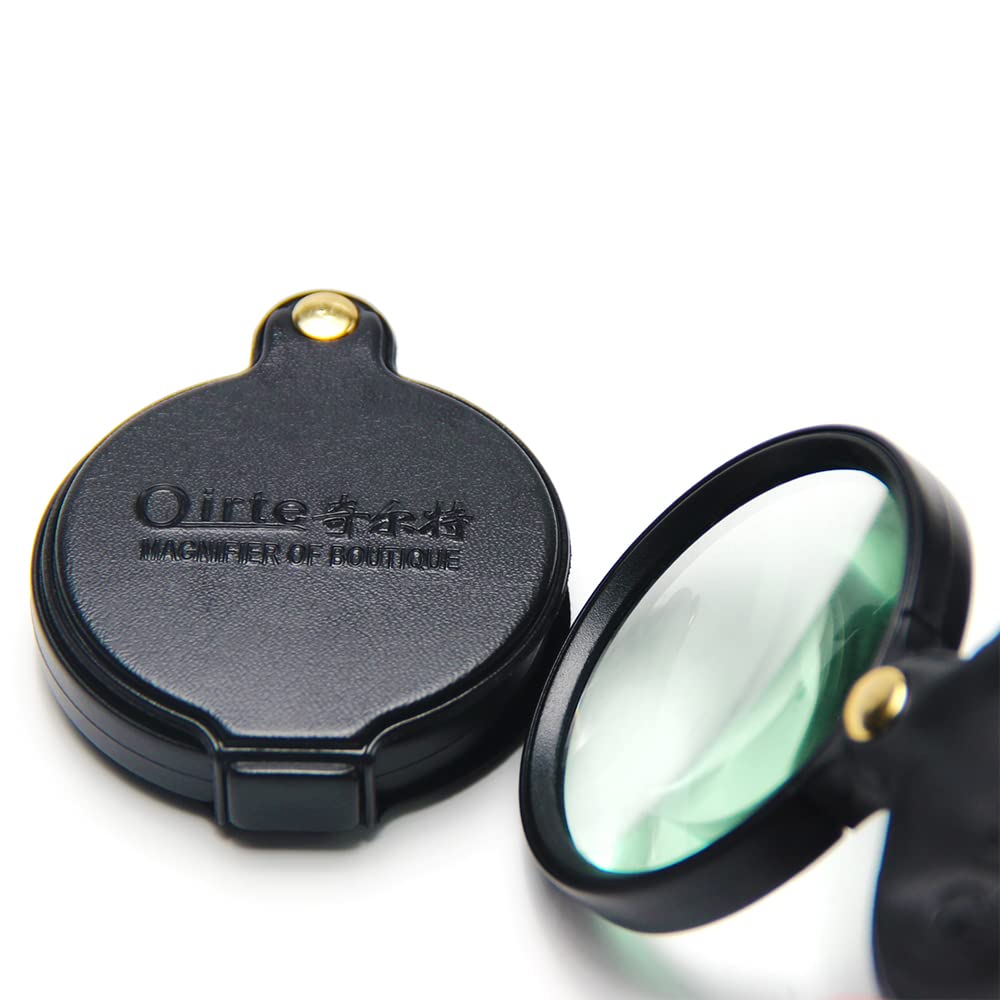 [Australia] - Othmro 10X Small Magnifying Glass, 2.6inch Pocket Magnified Glasses, Folding Classical Magnifier Rotating Portable Leather Sheath, Magnifying Lens High Clear Glass for Reading, Science, Jewelry, Books 10x Round 