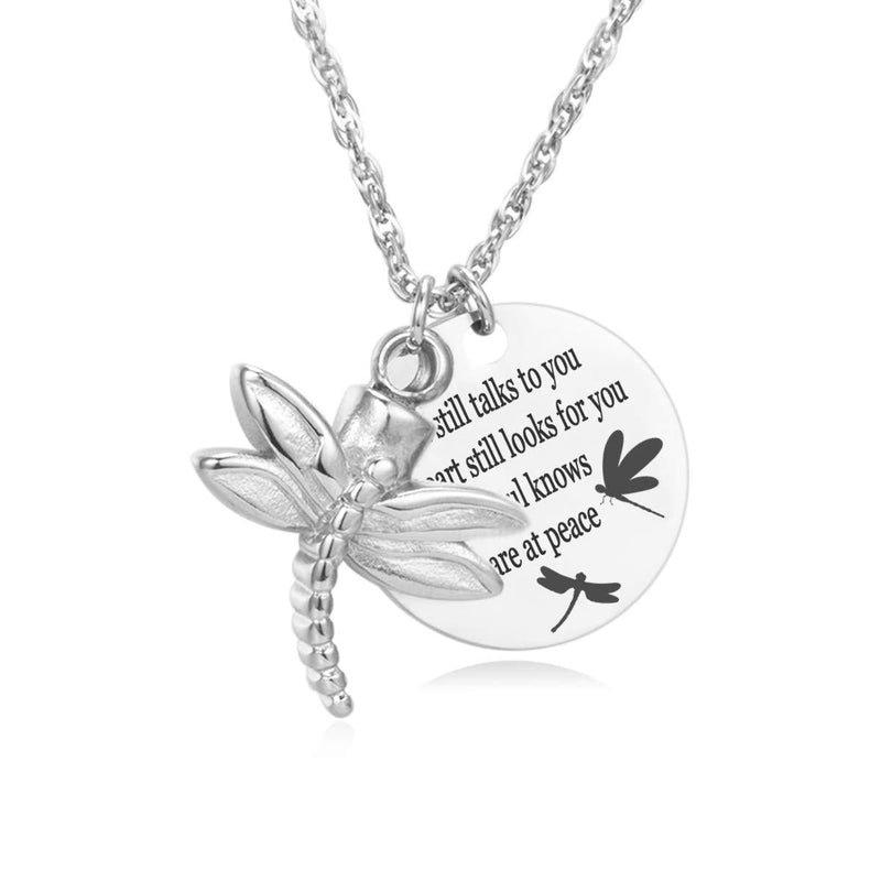 [Australia] - Dragonfly Urn Necklace for Ashes My Soul Knows You are at Peace Memory Tag Cremation Jewelry Bent tail 