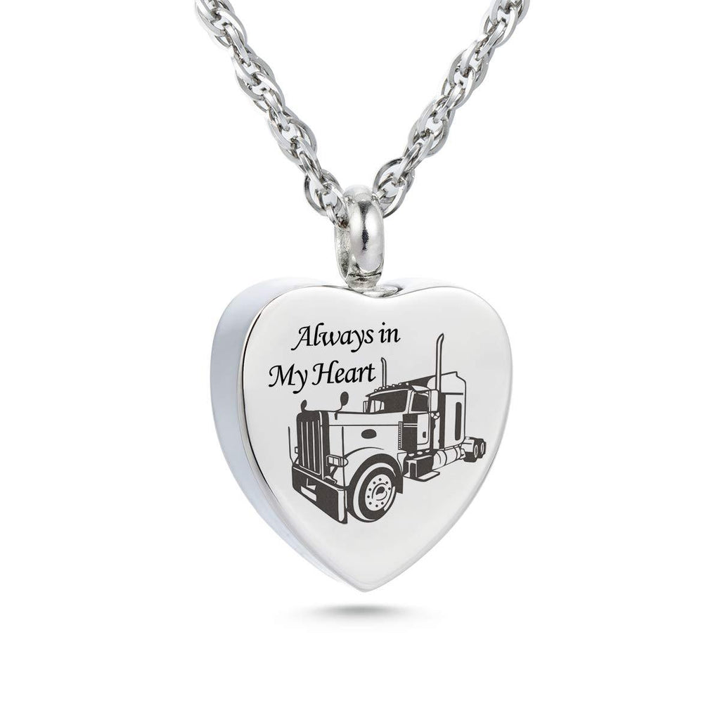 [Australia] - Always in my heart Urn Necklace for Ashes Trucker Memory Pendant Cremation Jewelry 