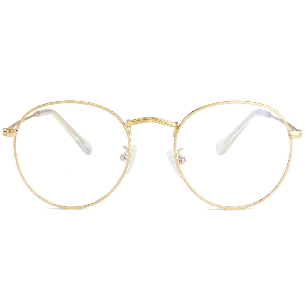[Australia] - Blue Light Blocking Glasses for Women Men Retro Round Clear Lens Eyeglasses B1 Gold (Blue Light Blocking Glasses) Blue Light Blocking Glasses 50 Millimeters 