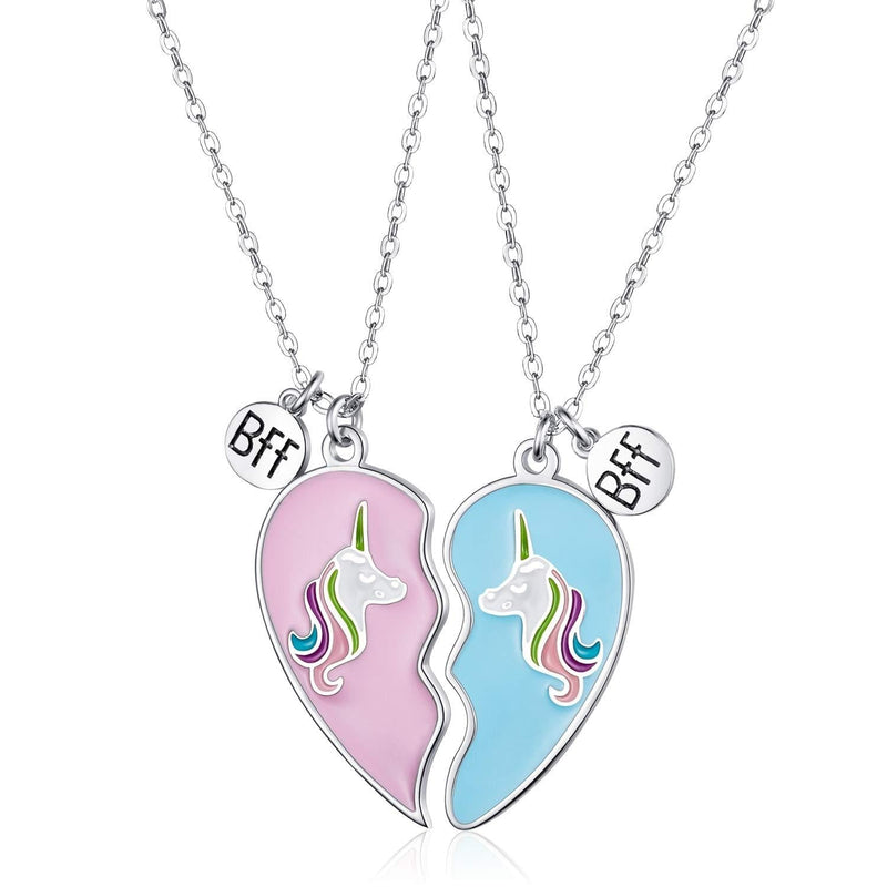 [Australia] - 2 Pieces Unicorn Half Heart BFF Necklace Friend Necklace for Friendship Birthday Gifts 