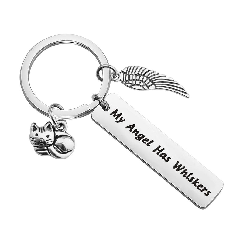 [Australia] - bobauna Pet Memorial Keychain My Angel Has Whiskers Pet Loss Jewelry Sympathy Loss of Cat Gift for Cat Lover Family Friend cat whiskers keychain 