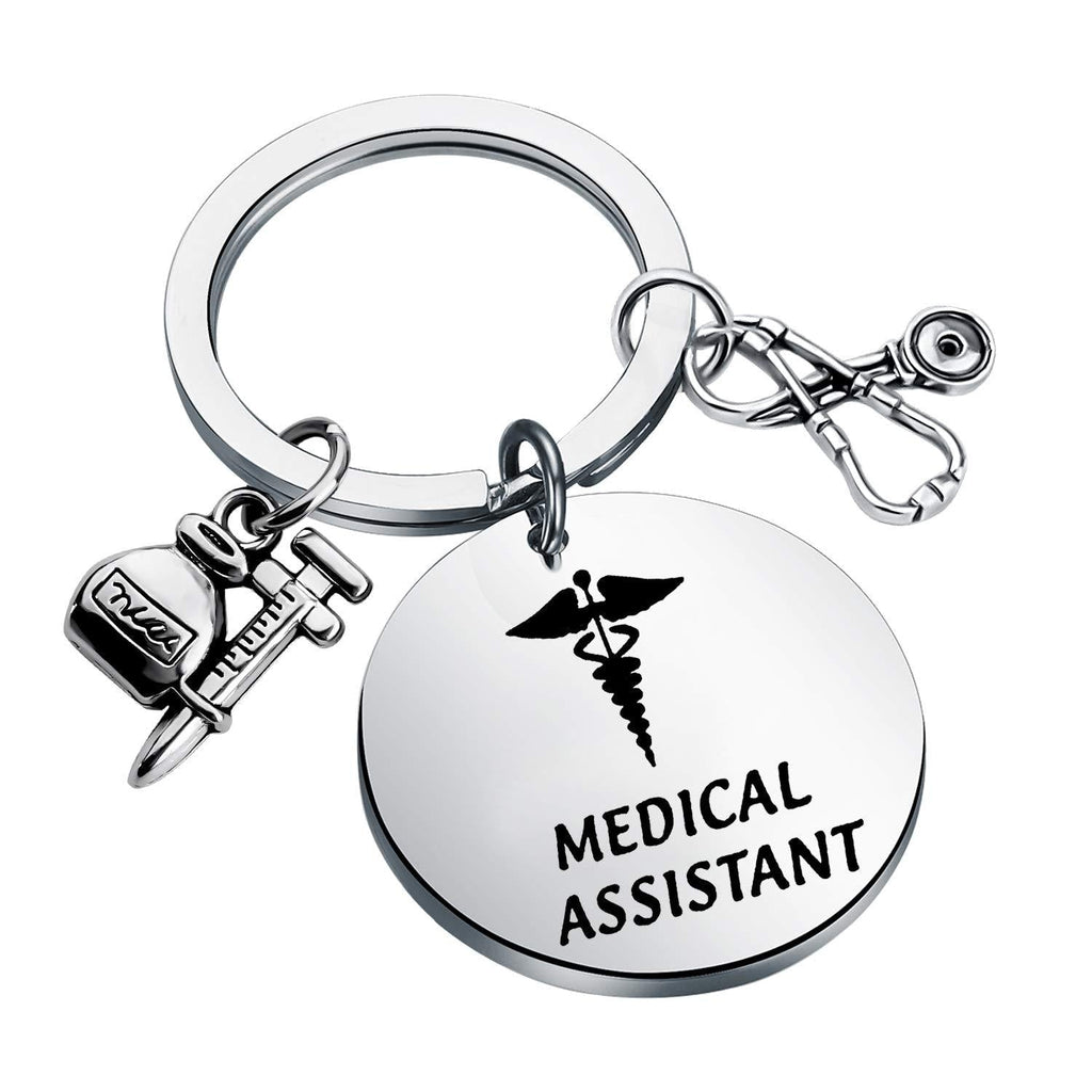 [Australia] - FUSTMW Medical Assistant Gifts MA Keychain Stethoscope Medical Assistant Students Gifts Graduation Gift MA Jewelry Medical Student Gift for Nurse silver 