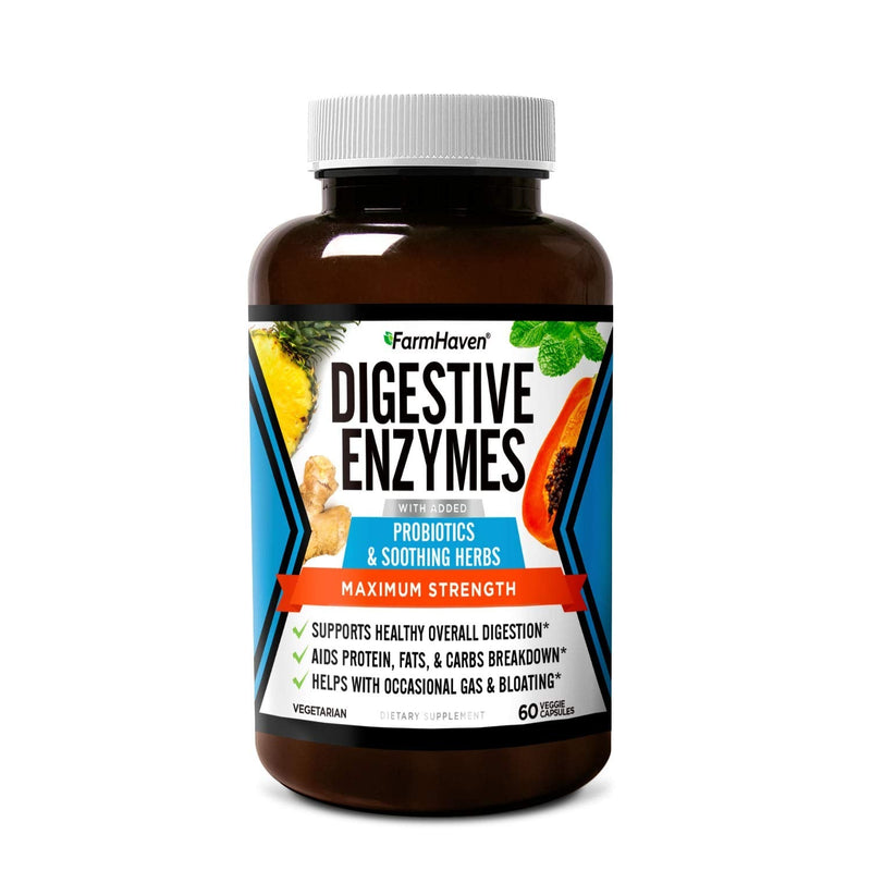 [Australia] - FarmHaven Digestive Enzymes with 18 Probiotics & Herbs | Papaya, Bromelain, Protease & More for Lactose Absorption & Better Digestion | Helps Bloating, Gas, Constipation | Vegetarian, 60 Capsules 