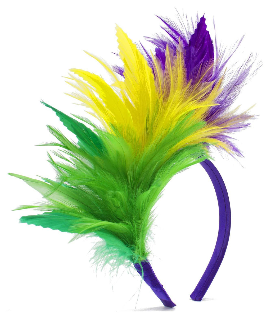 [Australia] - Fascinators for Women Wedding Veil Hats Tea Party Fascinator Headband Kentucky Derby Headwear Cocktail Feathers 000-purple Yellow Green 