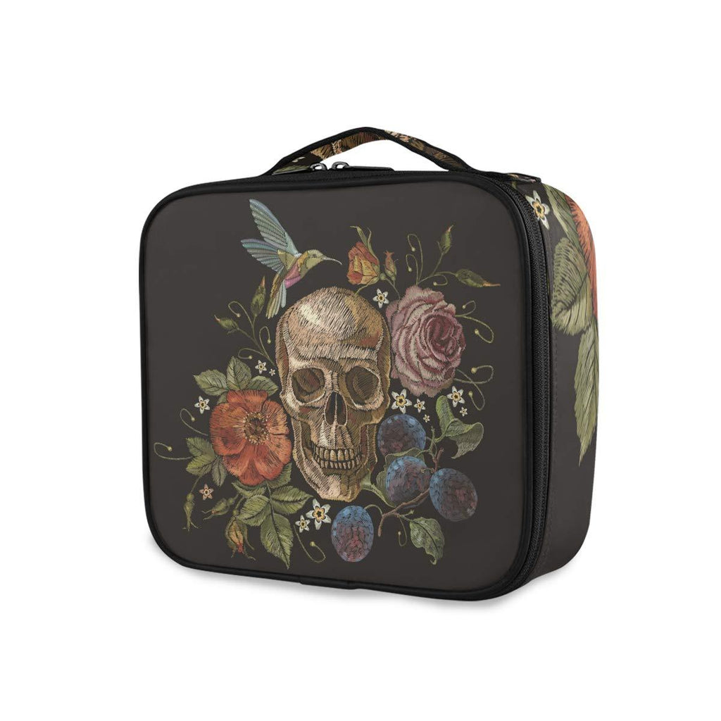 [Australia] - ALAZA Travel Makeup Case, Day of The Dead Skull Rose Humming Bird Dia Muertos Cosmetic toiletry Travel bag for Women Girls Multi 07 